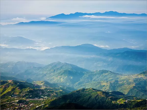 Sabah Malaysia, Borneo, Kinabalu National Park. The impressive scenery of the Kinabalu National Park viewed from the slopes of Mount Kinabalu - The highest mountain peak in South