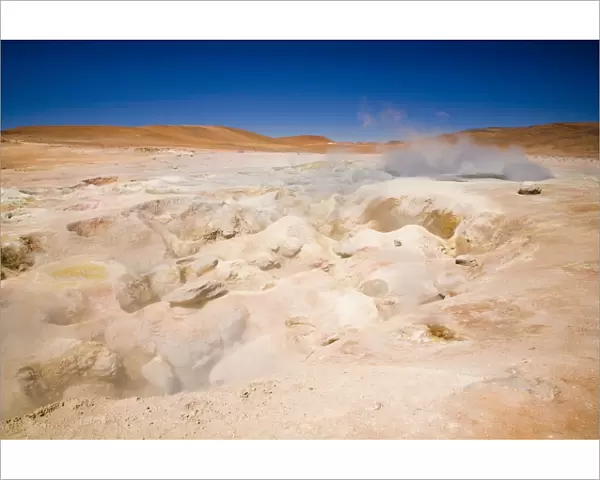 Bolivia, Southern Altiplano, Uyuni Highlands. Fumaroles and Geysers at the Sol de Manana in the Uyuni
