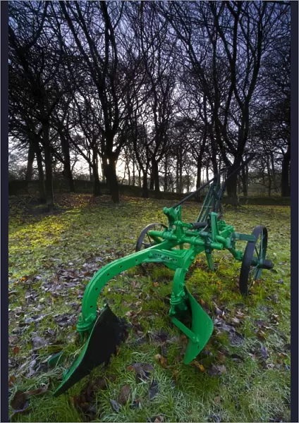 England, Tyne & Wear, Backworth. Hand plough in Backworth Village, depicting the farming heritage of the