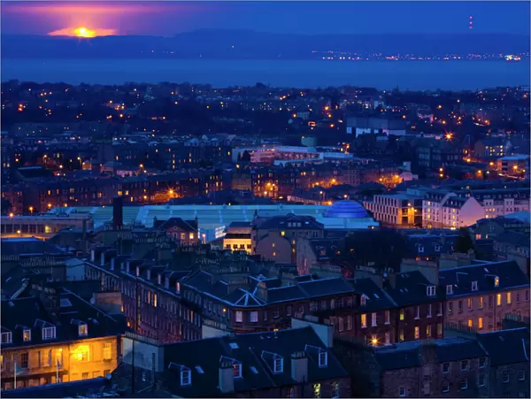 Scotland, Edinburgh, City Skyline. Edinburgh city viewed from Calton Hill looking towards the River Forth