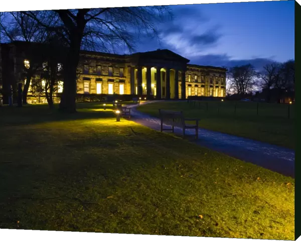Scotland, Edinburgh, Scottish National Gallery of Modern Art. Flood lit gardens at the Scottish National Gallery of