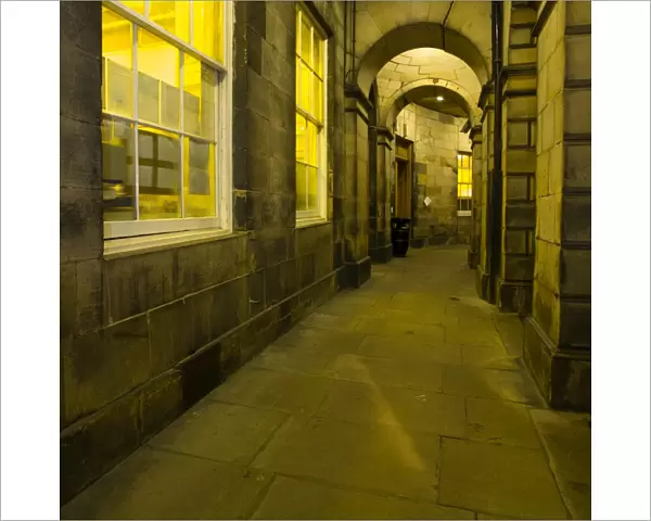 Scotland, Edinburgh, Parliament Square. Covered walkway at Parliament House