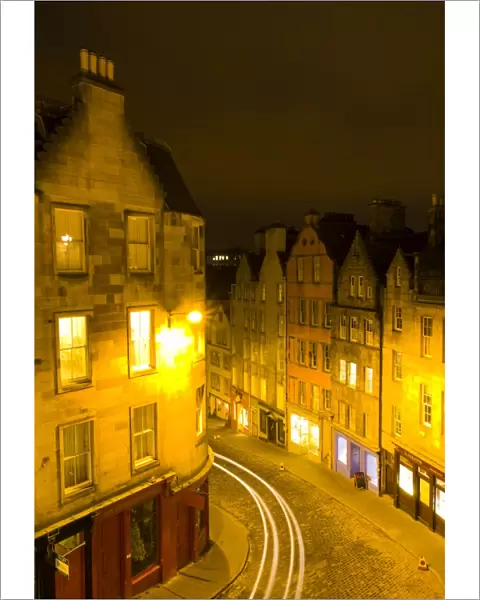 Scotland, Edinburgh, Old Town. Looking down on West Bow in the Old Town