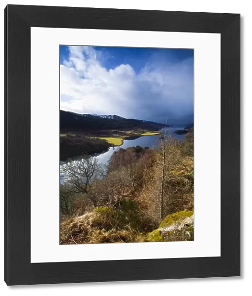 Scotland, Scottish Highlands, Loch Tummel. Storm clouds gather over Loch Tummel viewed from the viewpoint know as