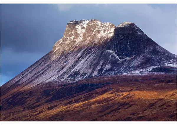Scotland, Scottish Highlands, Assynt. Stac Pollaidh (also know as Stack Polly ) is an impressive mountain found in the Assynt area, located north of Ullapool. Despite its dramatic appearance, it is only 613 metres (2009 feet)