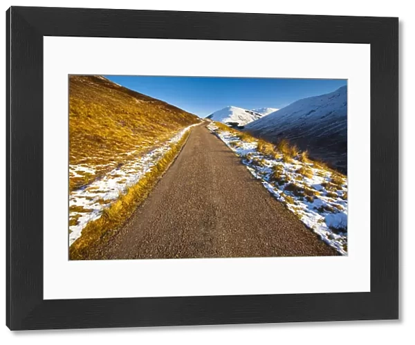 Scotland, Scottish Highlands, Glen Gloy. Single track mountain road heading down Glen Gloy near the Great