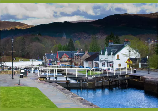 Scotland, Scottish Highlands, Fort Augustus. A sequence of Canal Locks on the Caledonian Canal near