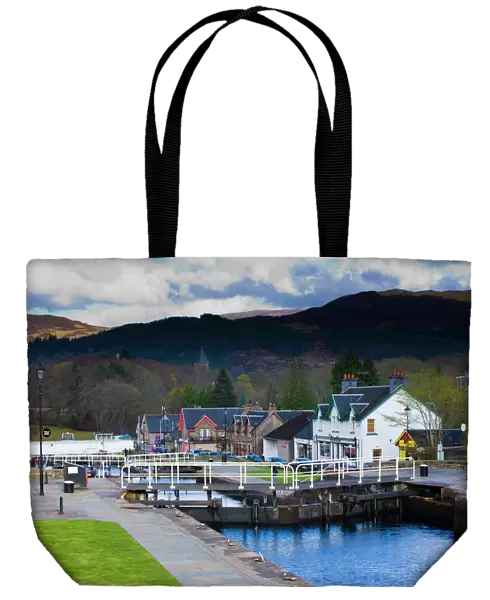 Scotland, Scottish Highlands, Fort Augustus. A sequence of Canal Locks on the Caledonian Canal near