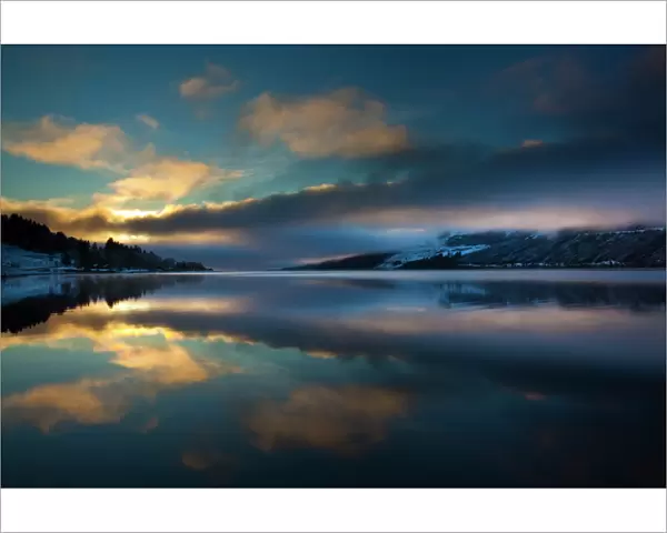 Scotland, Scottish Highlands, Loch Lochy. Cloud formations refelcted upon Loch Lochy