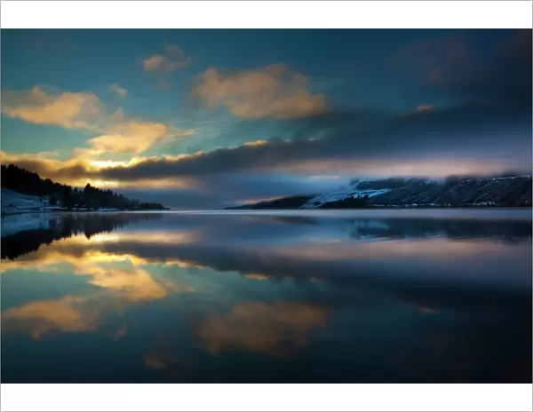 Scotland, Scottish Highlands, Loch Lochy. Cloud formations refelcted upon Loch Lochy