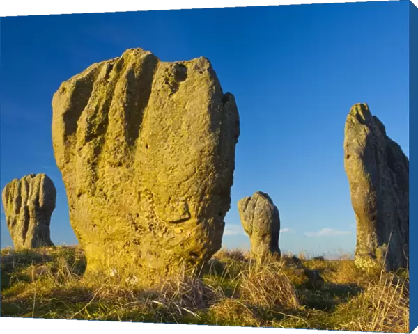 England, Northumberland, Duddo Five Stones. The pre-historic stone circle known as the Duddo Five Stones (and four stones) located in