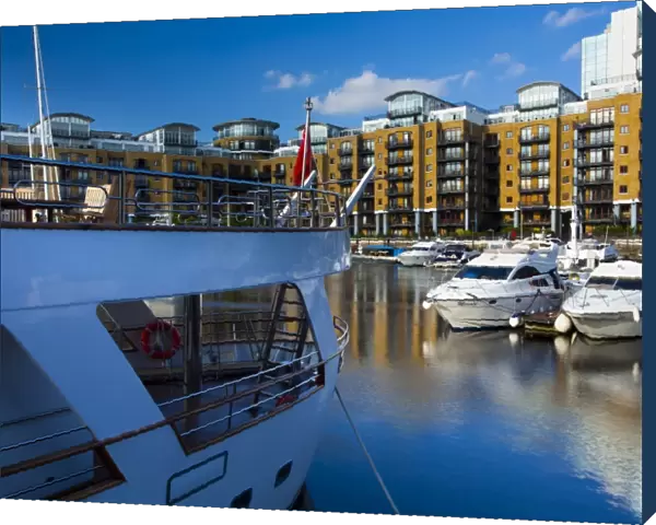 England, Greater London, London Borough of Tower Hamlets. Boats moored in the St Katharine Docks