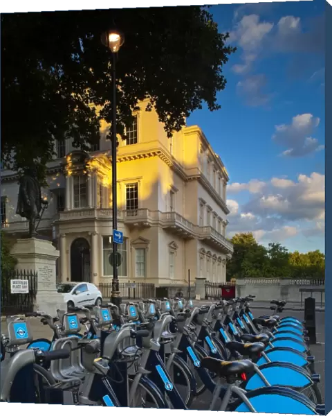 England, London, Pall Mall. London Cycle hire station located in Waterloo Place