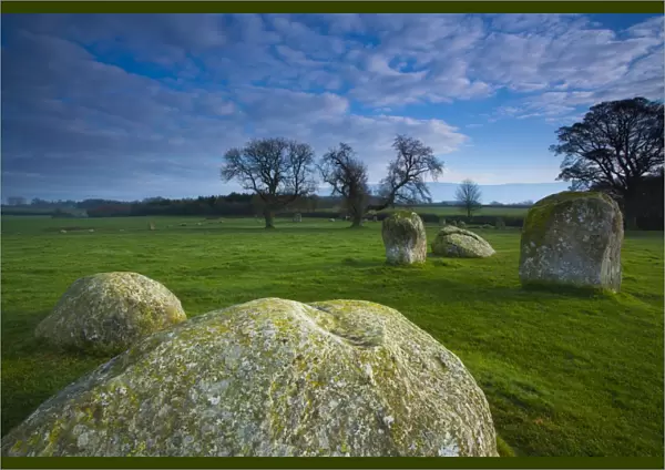 England, Cumbria, Little Salkeld. Long Meg and her daughters, one of the finest stone circles to be found in the north of England, and the second biggest in
