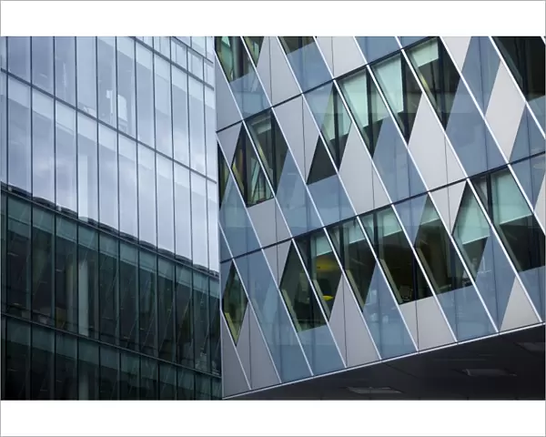England, Greater Manchester, Manchester. Detail shot of office block facade forming part of the Avenue complex in the