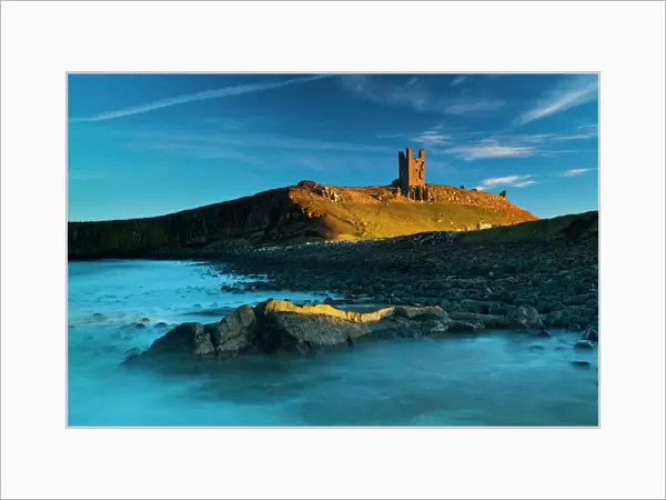 England, Northumberland, Embleton Bay. Last light on The Lilburn Tower