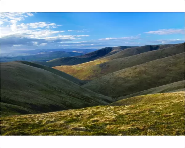 England, Cumbria, The Howgills. View looking over the underlating hills of the Howgills