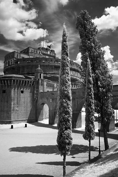 Castle Trees. Italy, Lazio, Rome. Castel Sant Angelo 
