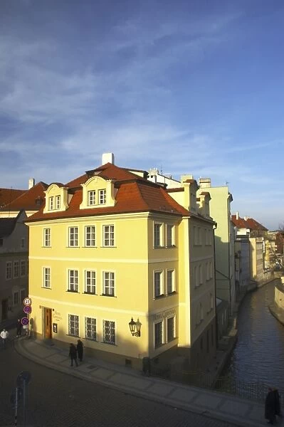 Czech Republic, Prague, Mala Strana. Typical Prague architecture viewed from Charles Bridge which links the old town and lesser town of
