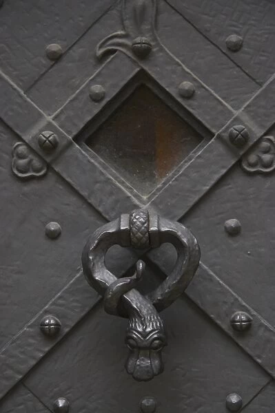 Czech Republic, Prague, Prague Castle. Detail of door on a building forming part of Prague Castle in the city