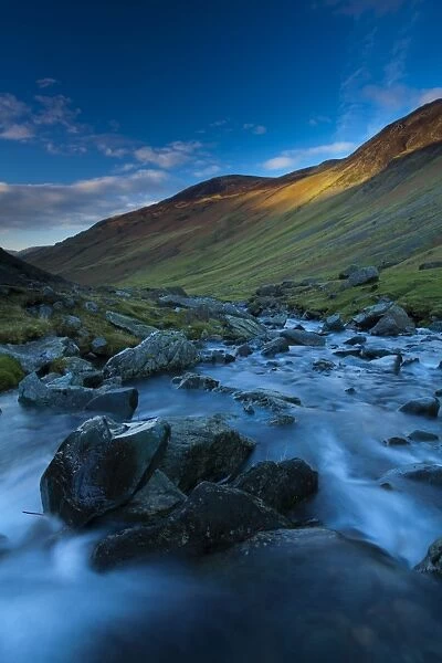 England, Cumbria, The Lake District. The Gatesgarthdale Beck running downstream towards Bettermere from the