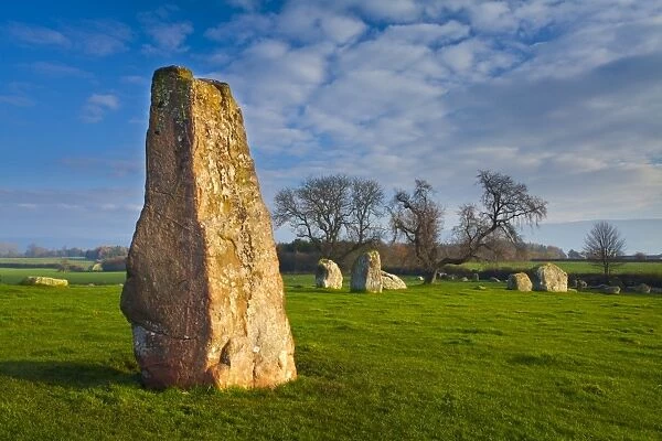 England, Cumbria, Little Salkeld. Long Meg and her daughters, one of the finest stone circles to be found in the north of England, and the second biggest in
