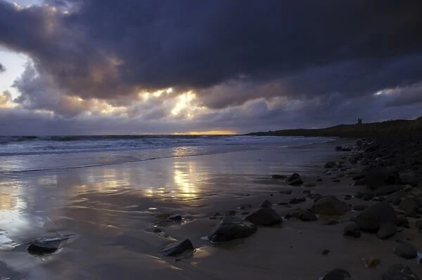 England, Northumberland, Embleton Bay. A dramatic sunrise over the north sea