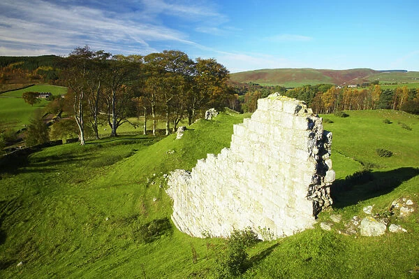 England, Northumberland, Northumberland National Park. The remains of Harbottle Castle in Coquetdale