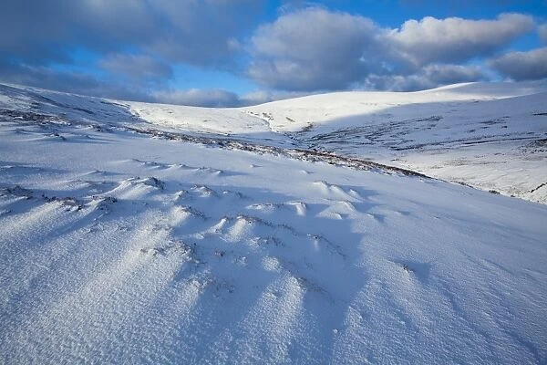 England, Northumberland, Northumberland National Park. Snow on the Cheviot Hills near Comb Fell
