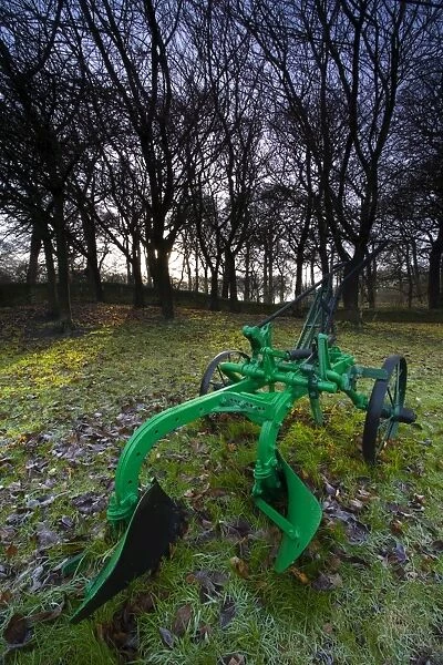 England, Tyne & Wear, Backworth. Hand plough in Backworth Village, depicting the farming heritage of the