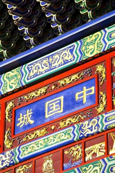 England, Tyne and Wear, Newcastle Upon Tyne. Detail of Chinese artwork