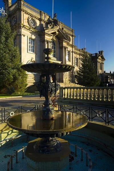 England, Tyne & Wear, South Shields. Ornate fountain in the grounds of the South Shields Town Hall