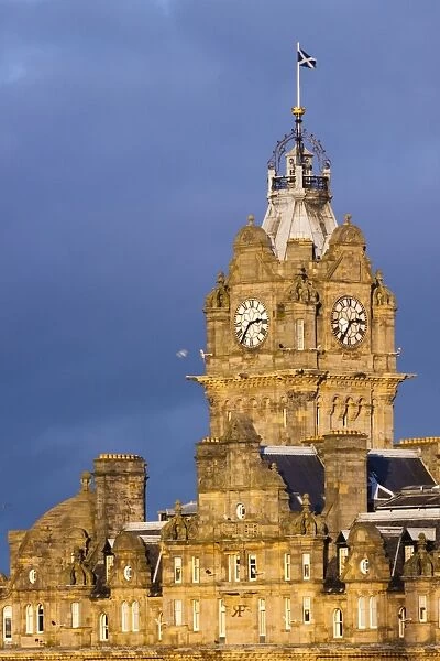 Scotland, Edinburgh, Balmoral Hotel. Balmoral Hotel clock tower, often referred to as the most photographed clock tower