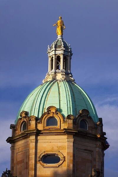 Scotland, Edinburgh, Bank of Scotland. Florentine style central dome on the Royal Bank of Scotland building located on the Mound. Inspired by the 17th century Italian painter and architect, Pietro da Cortona, The dome was topped by a statue of