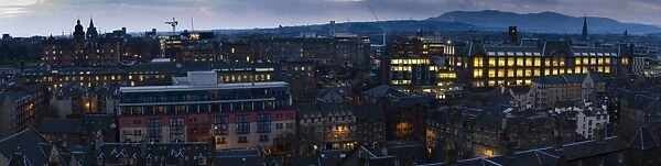 Scotland, Edinburgh, Edinburgh City. Panoramic view looking south from Castle Hill accross the city towards the