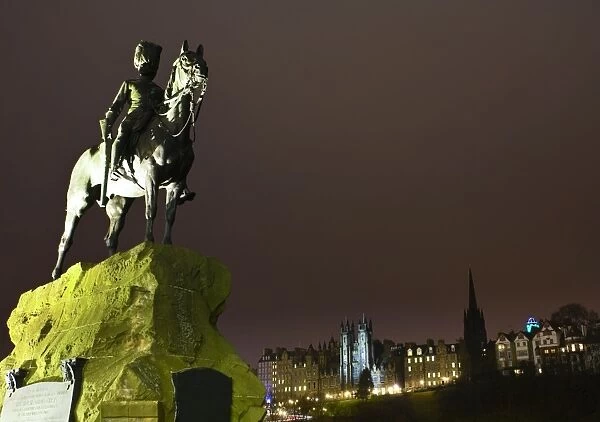 Scotland, Edinburgh, Princes Street. Monument on Princes Street erected in memory of the Royal Scots Greys who died for their country during the Boer War (1899