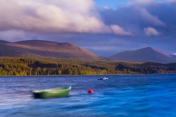 Scotland, Scottish Highlands, Cairngorms National Park. A stormy evening on Loch Morlich with the Cairngorm Moutain Range in