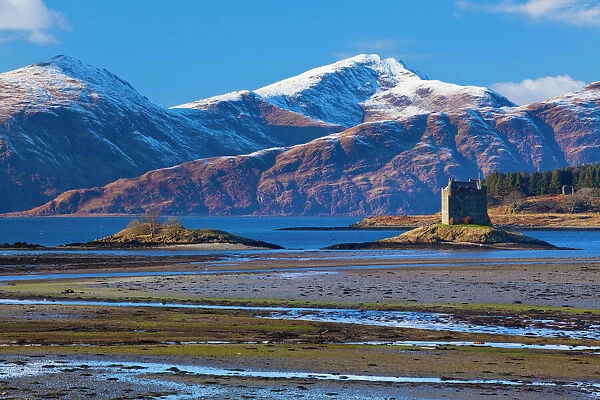 Scotland, Scottish Highlands, Castle Stalker. Castle Stalker near Port Appin is a four story Tower House located on a tidal islet on Loch Laich, an inlet off