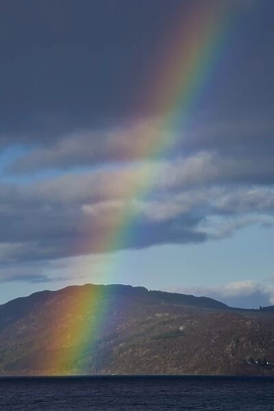 Scotland, Scottish Highlands, Loch Ness. A rainbow over Loch Ness, Great Glen