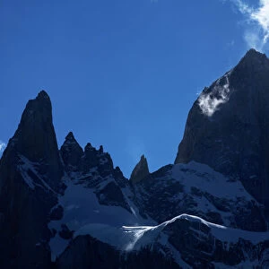 Argentina, Patagonia, Los Glaciares National Park. Storm clouds clear from the peak of the Fitz Roy