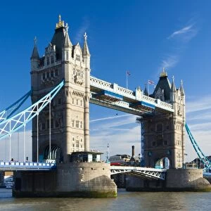 England, Greater London, Pool of London. The iconic Tower Bridge which spans the River Thames near the Tower