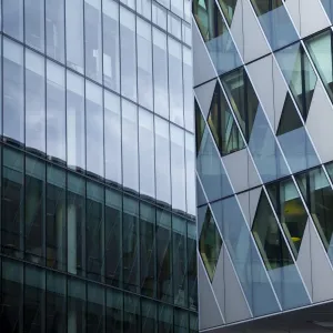 England, Greater Manchester, Manchester. Detail shot of office block facade forming part of the Avenue complex in the