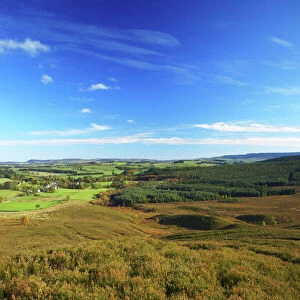 England, Northumberland, Northumberland National Park. View looking from Harbottle Crags Nature Reserve (Northumberland Wildlife Trust) towards Harbottle