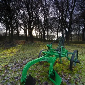 England, Tyne & Wear, Backworth. Hand plough in Backworth Village, depicting the farming heritage of the