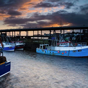 England, Tyne and Wear, North Shields. Dawn at the North Shields Fish Quay near the mouth of the River