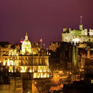 Scotland, Edinburgh, City Skyline. City skyline viewed from Calton Hill looking towards Castle Rock