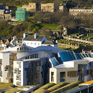 Scotland, Edinburgh, Holyrood. Home of the Scottish Parliament, the design of the Holyrood building was described as growing out of the land by architect