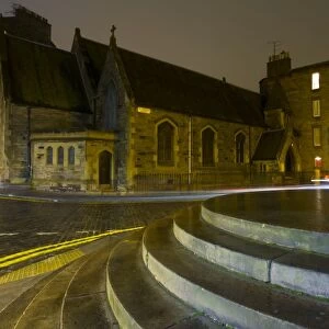 Scotland, Edinburgh, St Stephens Church. Grand steps forming the entrance to St Stephens Church