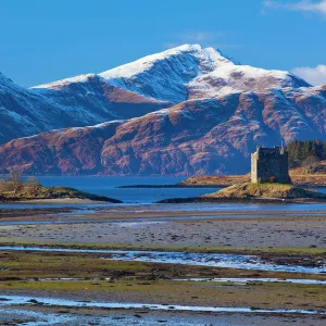 Scotland, Scottish Highlands, Castle Stalker. Castle Stalker near Port Appin is a four story Tower House located on a tidal islet on Loch Laich, an inlet off