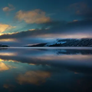 Scotland, Scottish Highlands, Loch Lochy. Cloud formations refelcted upon Loch Lochy